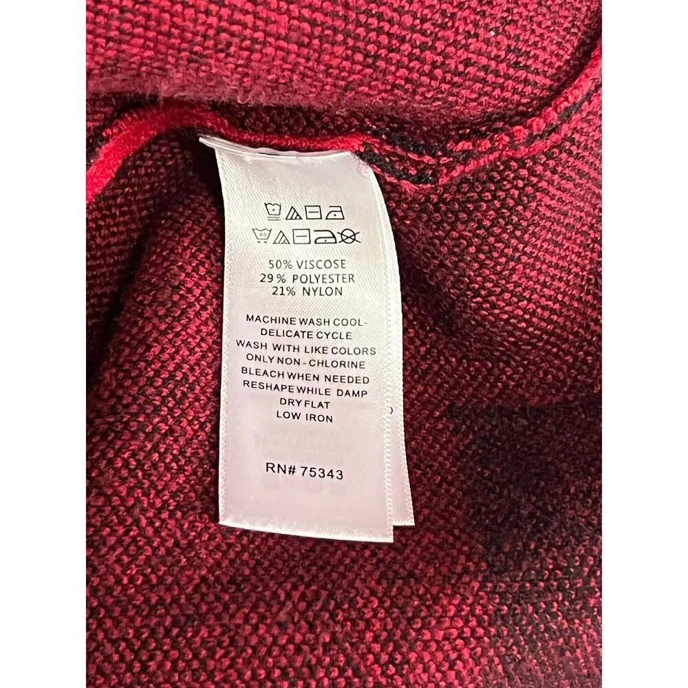 Tommy Bahama Red Black Y2K Buffalo Plaid Mock Neck Sweater Womens Small